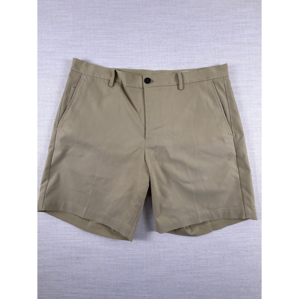 7 For All Mankind Mens Khaki Tech Shorts Tan Stretch Golf Casual Size 34